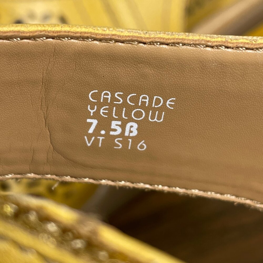 Earth Cascade Womens Size 7.5 Shoes Yellow Leather Peep Toe Slingback Sandal - Picture 15 of 15